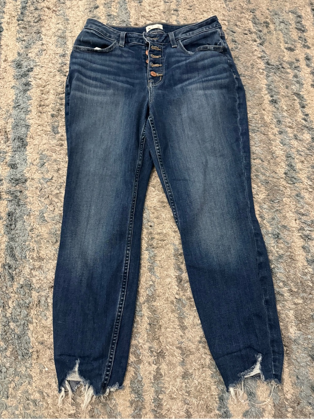 Maurices Dark Blue Button-Fly Cropped Jeans